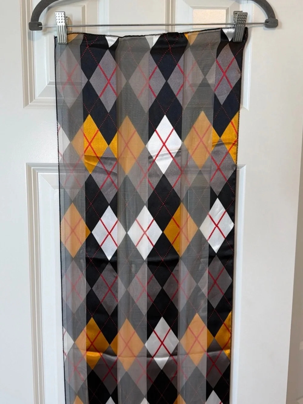 Silky Plaid Black & Orange Lightweight Women's Scarf